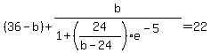 %2836-b%29%2Bb%2F%281%2B%2824%2F%28b-24%29%29e%5E%28-5%29%29+=+22