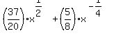 %2837%2F20%29x%5E%281%2F2%29%2B%285%2F8%29x%5E%28-1%2F4%29