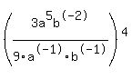 %283a%5E5b%5E-2+%2F+9a%5E-1b%5E-1%29%5E4