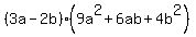 %283a-2b%29%289a%5E2%2B6ab%2B4b%5E2%29