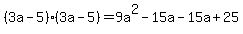 %283a-5%29%283a-5%29=9a%5E2-15a-15a%2B25