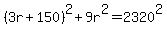 %283r%2B150%29%5E2%2B9r%5E2=2320%5E2