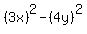 %283x%29%5E2-%284y%29%5E2
