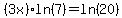 %283x%29ln%287%29+=+ln%2820%29