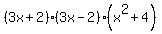 %283x%2B2%29%283x-2%29%28x%5E2+%2B+4%29