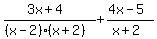 %283x%2B4%29%2F%28%28x-2%29%28x%2B2%29%29+%2B+%284x-5%29%2F%28x%2B2%29