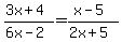 %283x%2B4%29%2F%286x-2%29=%28x-5%29%2F%282x%2B5%29