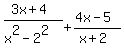 %283x%2B4%29%2F%28x%5E2-2%5E2%29+%2B+%284x-5%29%2F%28x%2B2%29
