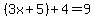 %283x%2B5%29%2B4=9