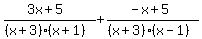 %283x%2B5%29%2F%28%28x%2B3%29%28x%2B1%29%29+%2B+%28-x%2B5%29%2F%28%28x%2B3%29%28x-1%29%29+