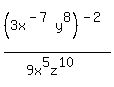 %283x%5E%28-7%29y%5E8%29%5E%28-2%29%2F%289x%5E5z%5E10%29