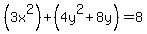 %283x%5E2%29%2B%284y%5E2%2B8y%29+=+8