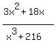%283x%5E2%2B18x%29%2F%28x%5E3%2B216%29