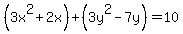 %283x%5E2%2B2x%29%2B%283y%5E2-7y%29=10