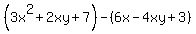%283x%5E2%2B2xy%2B7%29-%286x-4xy%2B3%29