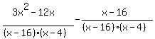 %283x%5E2-12x%29%2F%28%28x-16%29%28x-4%29%29-%28x-16%29%2F%28%28x-16%29%28x-4%29%29