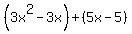 %283x%5E2-3x%29%2B%285x-5%29