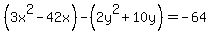 %283x%5E2-42x%29-%282y%5E2%2B10y%29=-64