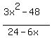 %283x%5E2-48%29%2F%2824-6x%29