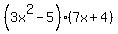 %283x%5E2-5%29%287x+%2B+4%29