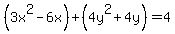 %283x%5E2-6x%29%2B%284y%5E2%2B4y%29=4