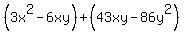 \"%283x%5E2-6xy%29%2B%2843xy-86y%5E2%29\"
