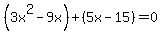 %283x%5E2-9x%29%2B%285x-15%29=0