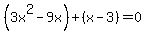 %283x%5E2-9x%29%2B%28x-3%29=0