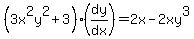 %283x%5E2y%5E2+%2B+3%29%28dy%2Fdx%29+=+2x+-+2xy%5E3