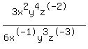 %283x%5E2y%5E4z%5E-2%29%2F%286x%5E-1y%5E3z%5E-3%29