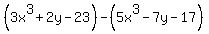 %283x%5E3%2B2y-23%29+-+%285x%5E3-7y-17%29