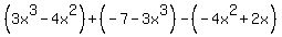 %283x%5E3-4x%5E2%29%2B%28-7-3x%5E3%29-%28-4x%5E2%2B2x%29