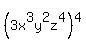%283x%5E3y%5E2z%5E4%29%5E4