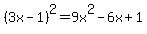 %283x-1%29%5E2=9x%5E2-6x%2B1
