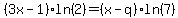%283x-1%29ln%282%29=%28x-q%29ln%287%29