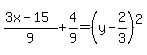 %283x-15%29%2F9%2B4%2F9=%28y-2%2F3%29%5E2