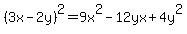 %283x-2y%29%5E2=9x%5E2-12yx%2B4y%5E2