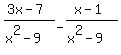 %283x-7%29%2F%28x%5E2-9%29+-+%28x-1%29%2F%28x%5E2-9%29