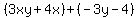 %283xy%2B4x%29%2B%28-3y-4%29