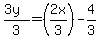 %283y%29%2F3=%282x%2F3%29-4%2F3