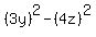 %283y%29%5E2-%284z%29%5E2