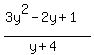 %283y%5E2-2y%2B1%29%2F%28y%2B4%29