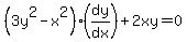 %283y%5E2-x%5E2%29%2A%28dy%2Fdx%29+%2B+2xy+=+0