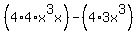 %284%2A4%2Ax%5E3x%29+-+%284%2A3x%5E3%29