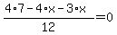 %284%2A7-4%2Ax-3%2Ax%29%2F12=0