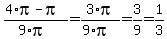 %284%2Api+-+pi%29%2F%289%2Api%29+=+3%2Api%2F%289%2Api%29+=+3%2F9+=+1%2F3