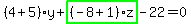 \"%284%2B5%29%2Ay%2Bhighlight_green%28+%28-8%2B1%29%2Az+%29-22=0\"