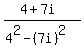 %284%2B7i%29%2F%284%5E2+-+%287i%29%5E2%29
