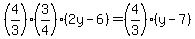 %284%2F3%29%283%2F4%29%282y-6%29+=+%284%2F3%29+%28y-7%29+