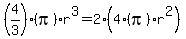 %284%2F3%29%28pi%29r%5E3+=+2%284%28pi%29r%5E2%29